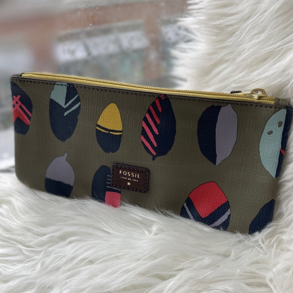 Green Leaf Fossil Zipper Wallet/Zipper Clutch
